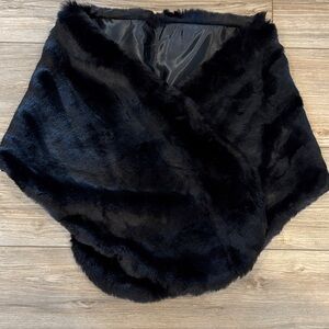 Elegant Black Faux Fur Shawl